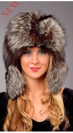 Authentic Silver fox fur hat - Russian style